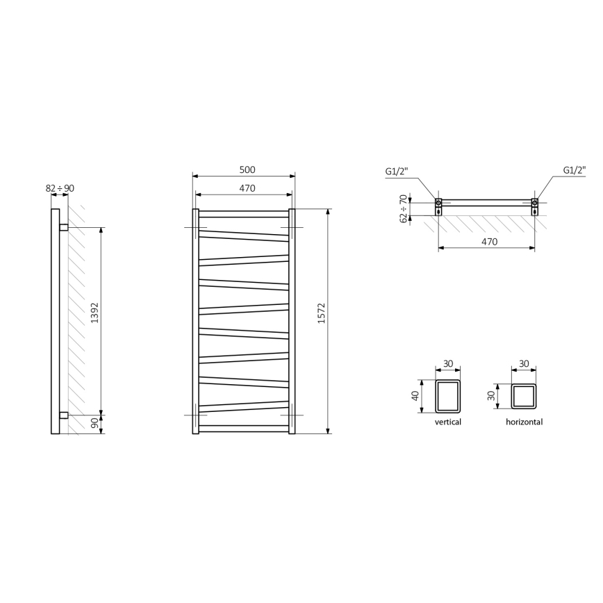 Sapho - Полотенцесушитель для ванной ZIG 157x50 см, белый
