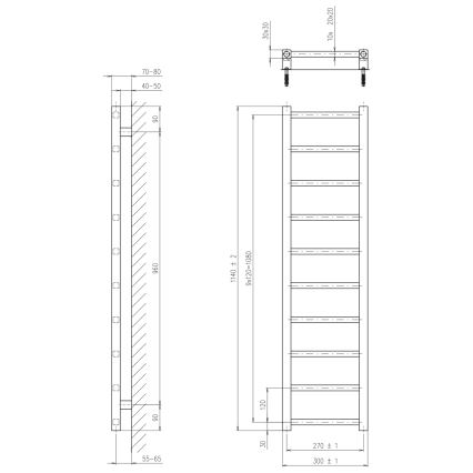 Sapho - Полотенцесушитель METRO LIGHT 114x30 см блестящий хром