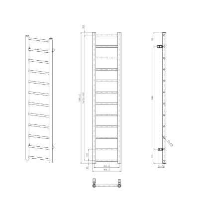 Sapho - радиатор для ванной DINA 278 Вт 30×138 см матовый чёрный