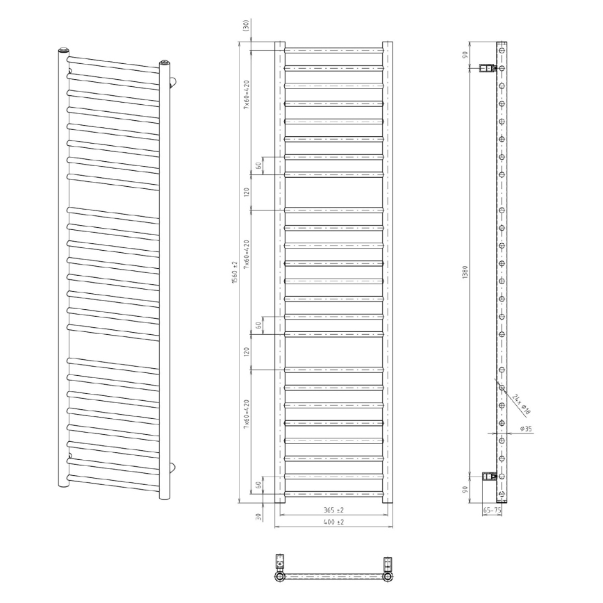Sapho - Радіатор для ванної кімнати DINA 156x40 см матовий чорний
