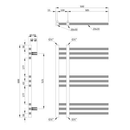 Sapho - радіатор для ванної кімнати MAGDALENA 241 Вт/230 В, 50×69 см, блискучий хром