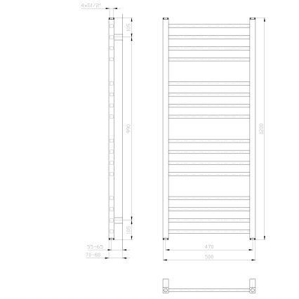 Sapho - Радіатор для ванної кімнати METRO 386 Вт 50x120 см білий