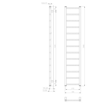 Sapho - радіатор для ванної кімнати METRO LIGHT 150x30 см білий
