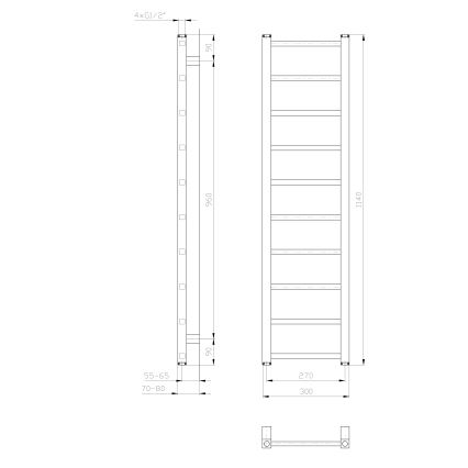 Sapho - Радіатор для ванної кімнати METRO LIGHT 211 Вт 30×114 см білий