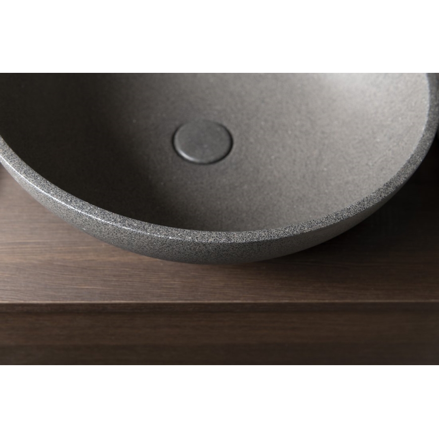 Sapho - Раковина на стільницю TURF, діаметр 44 см, бетон/чорний граніт