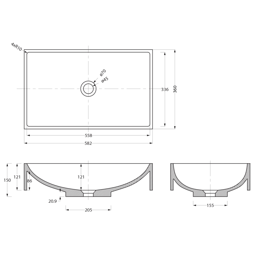 Sapho - Раковина на столешницу 58x36 см бетон/бежевый
