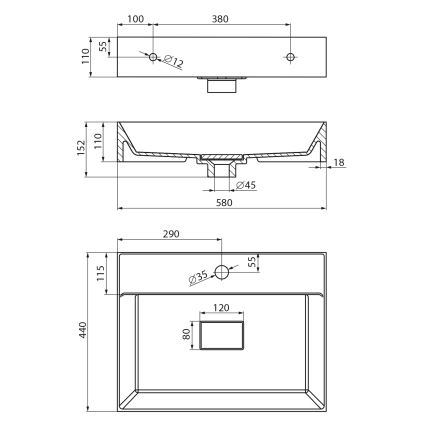 Sapho - Раковина на столешницу GODIVA 58x44 см мрамор/белый