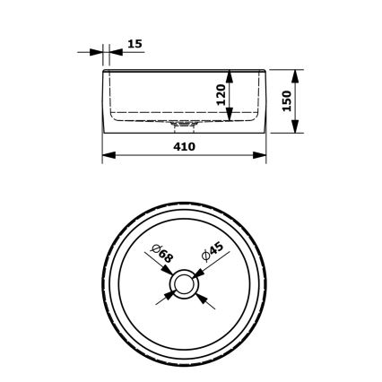 Sapho - Раковина на столешницу PRIORI диам. 41 см белая/серая