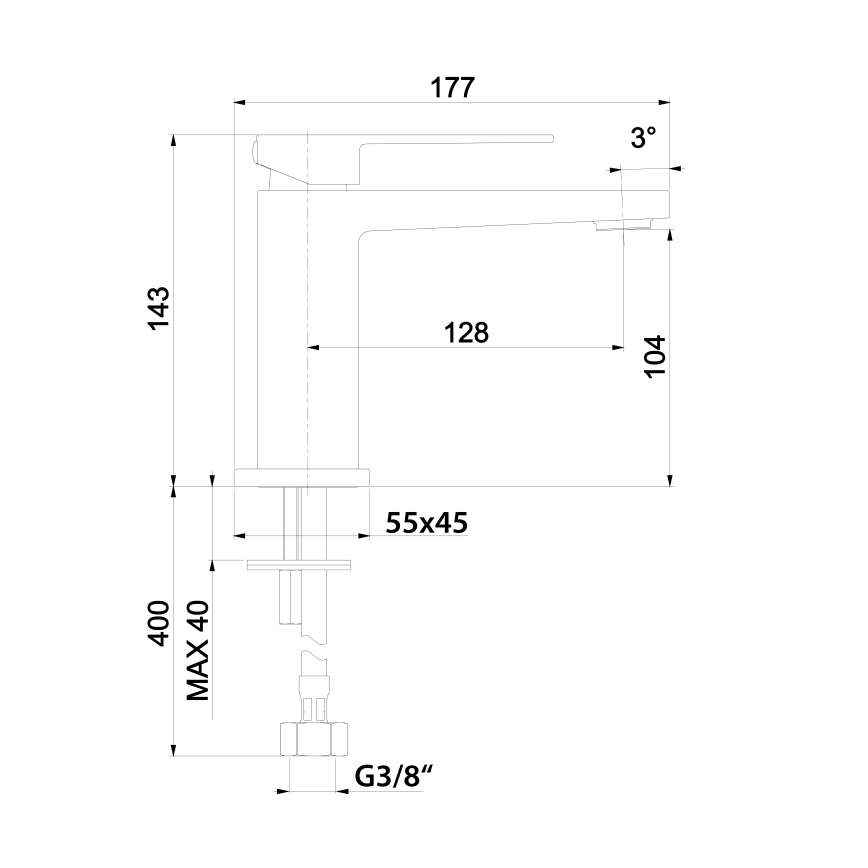 Sapho - раковинный смеситель LATUS 14 см матовый чёрный