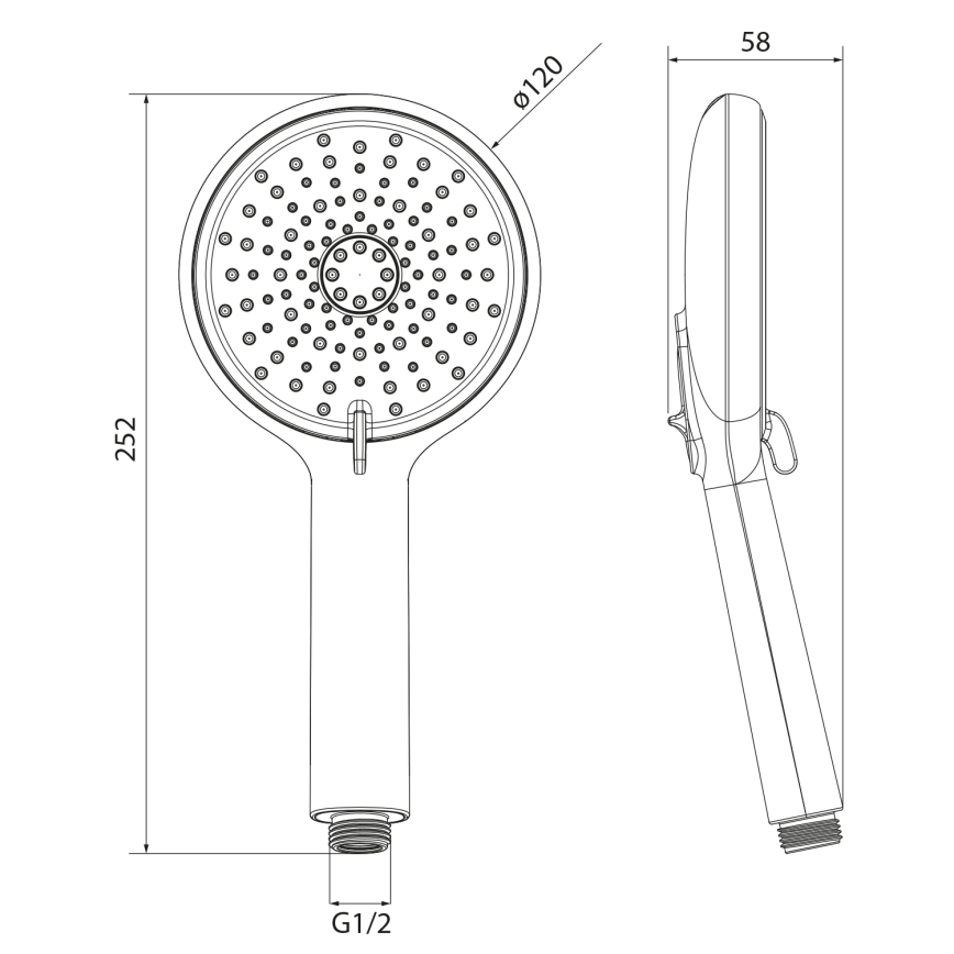 Sapho - Ручна душова насадка з режимом обполіскування, блискучий хром