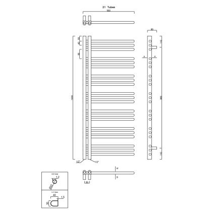 Sapho - Рушникосушка для ванної DORLION 400 Вт 50x120x50 см матова чорна