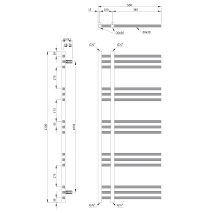 Sapho - Рушникосушка для ванної кімнати MAGDALENA 408W/230V 50x120 см полірований хром
