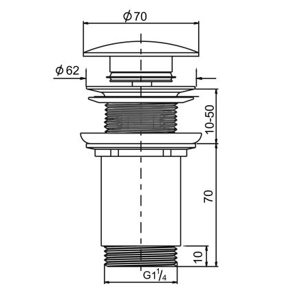 Sapho - Слив для раковины диаметром 7 см матовый чёрный/глянцевый хром