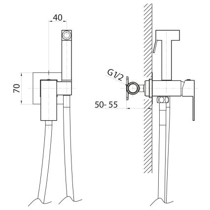 Sapho - Смеситель для биде с гигиеническим душем для скрытого монтажа CUBEMIX угловой/матовый черный