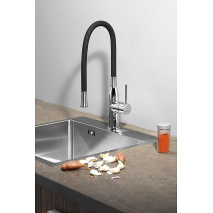 Sapho - Смеситель для мойки с гибким изливом SILI черный/латунь