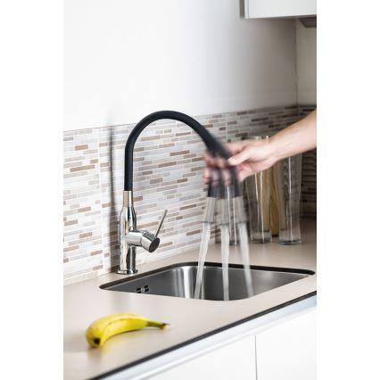 Sapho - Смеситель для мойки с гибким изливом SILI черный/латунь