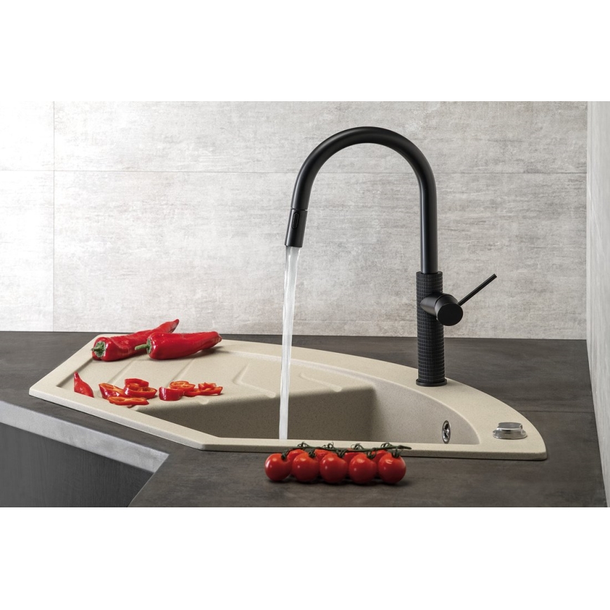 Sapho - Смеситель для мойки с выдвижным изливом FLAWO матовый черный