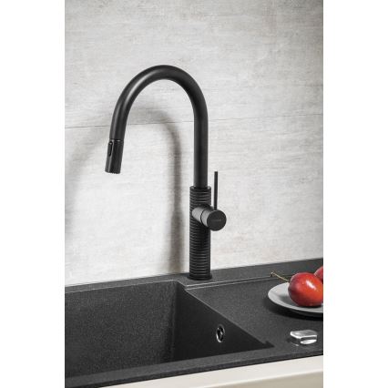 Sapho - Смеситель для мойки с выдвижным изливом FLAWO матовый черный