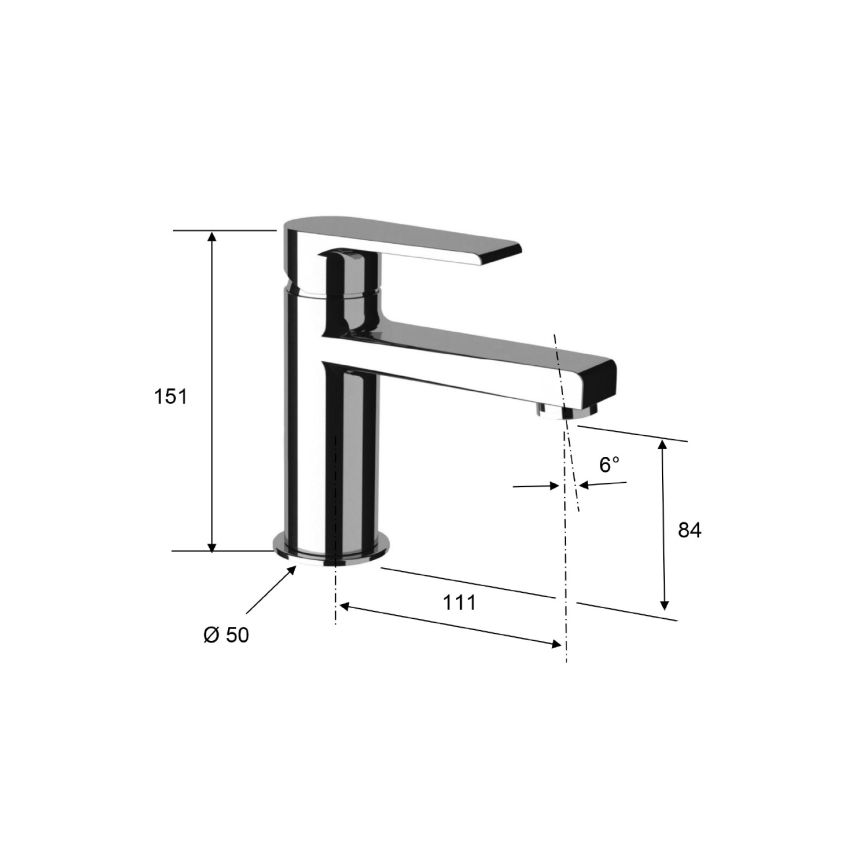 Sapho - Смеситель для раковины KAI 15 см, полированный хром