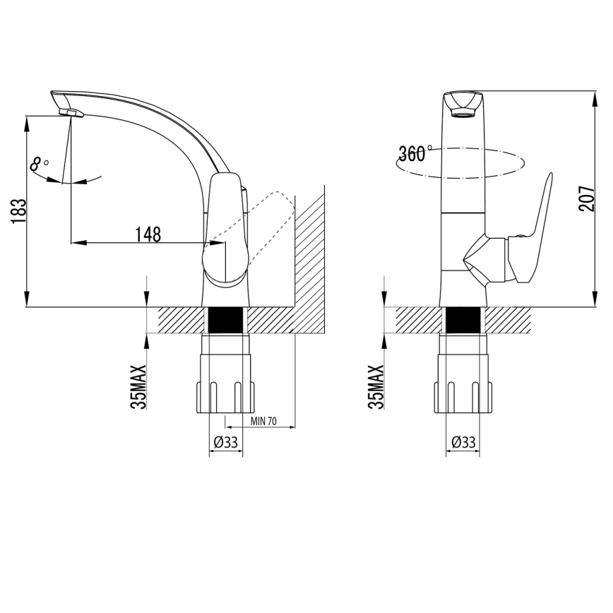 Sapho - Смеситель для раковины SOLITER 18 см, полированный хром