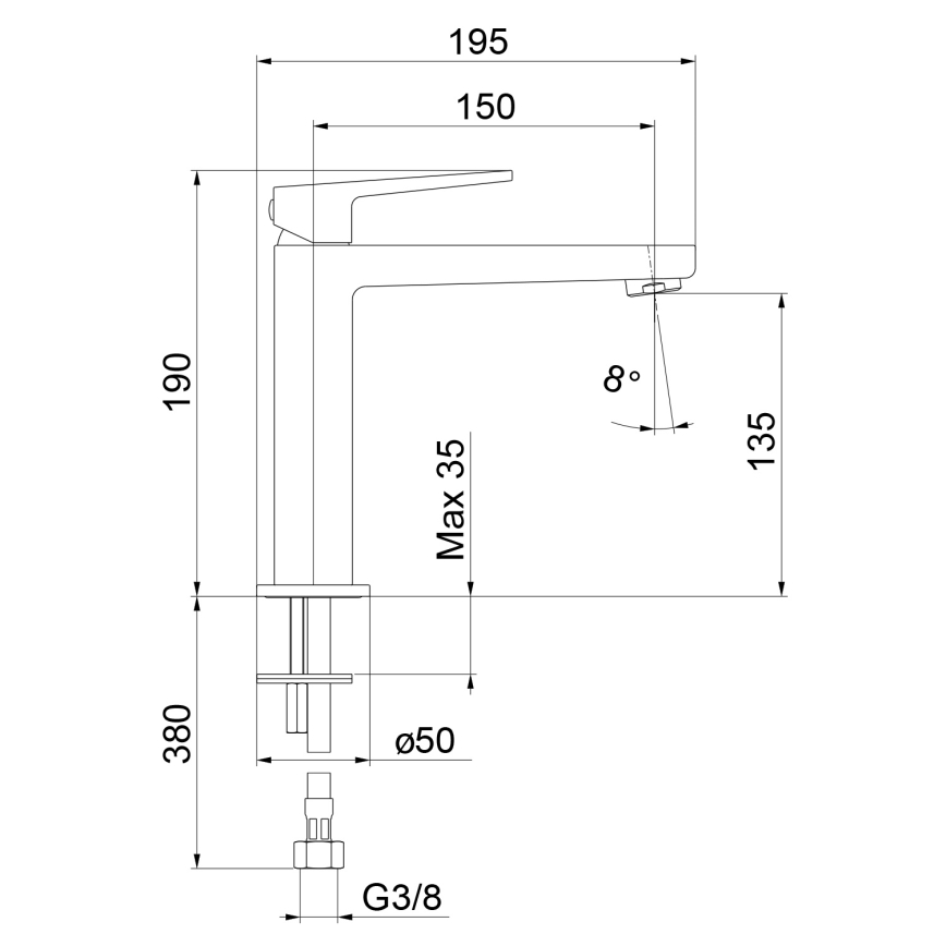 Sapho - Смеситель для раковины TURSI 19 см матовый черный