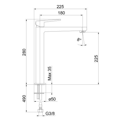 Sapho - смеситель для раковины TURSI 28 см, матовый чёрный