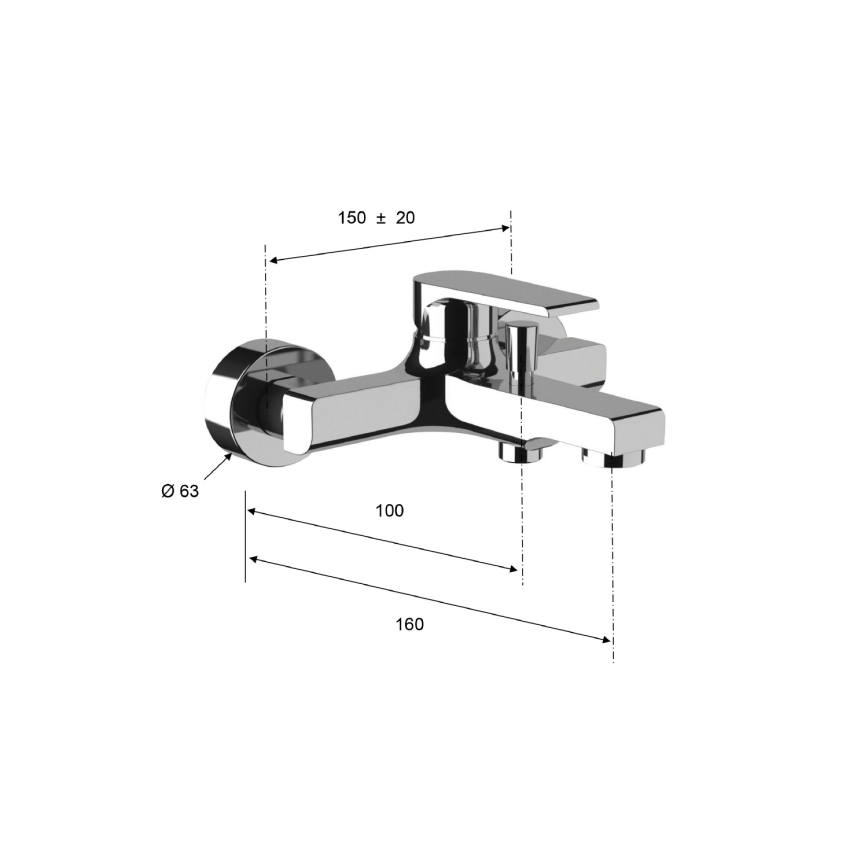 Sapho - Смеситель для ванны KAI матовый черный