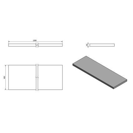 Sapho - Столешница под умывальник AVICE 150x49,5 см серый/цемент