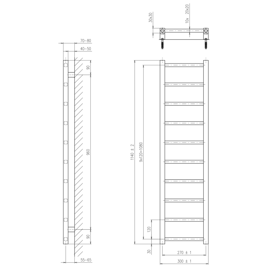 Sapho - Ванний радіатор METRO LIGHT 114x30 cm блискучий хром