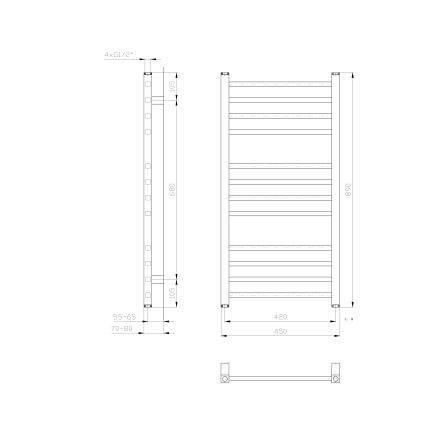Sapho - ванный радиатор METRO 89x45 см белый