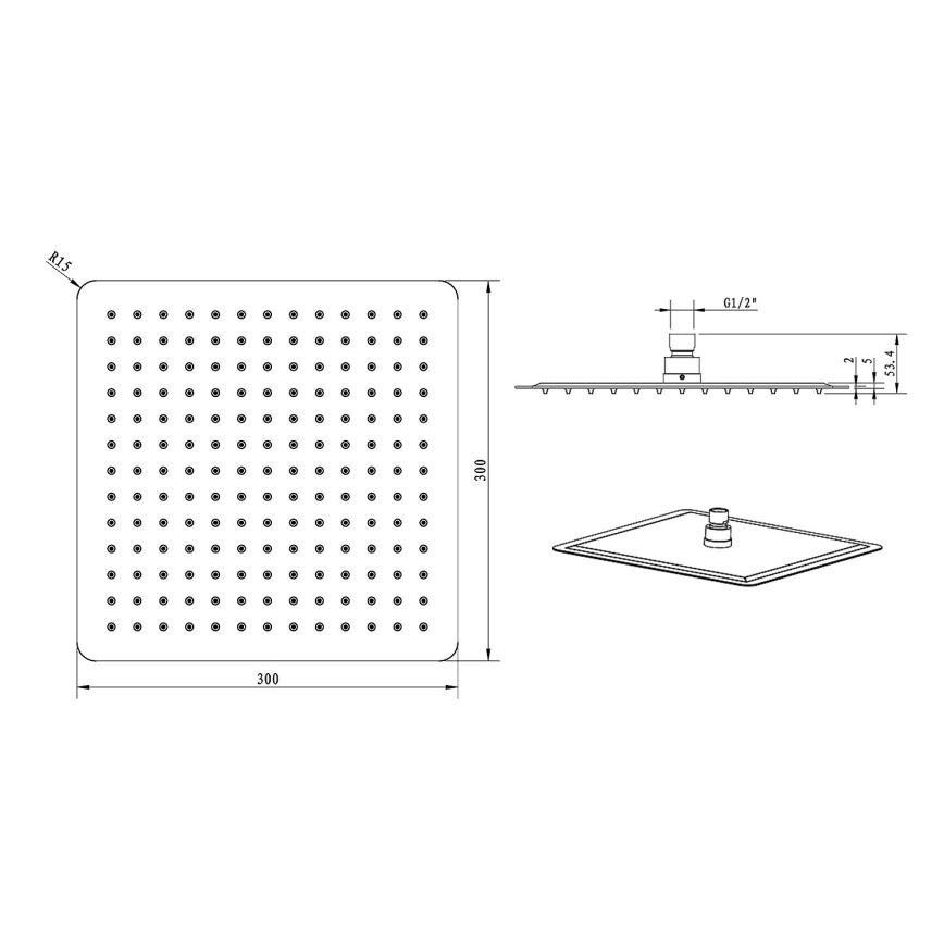 Sapho - Верхний душ SLIM 30x30 см полированный нержавеющая сталь