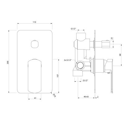 Sapho - Встраиваемый душевой смеситель MIXONA, глянцевый хром