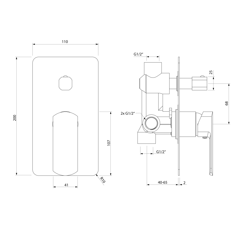 Sapho - Встраиваемый душевой смеситель MIXONA, глянцевый хром