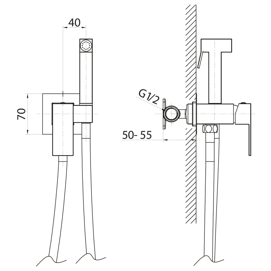 Sapho - Змішувач для біде з душем для прихованого монтажу CUBEMIX квадратна/глянцевий хром