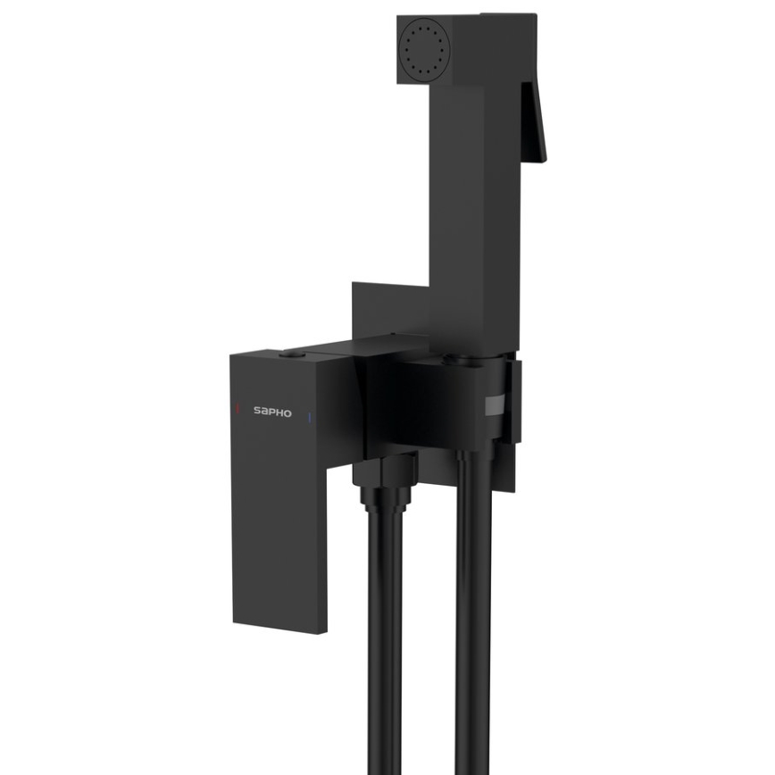 Sapho - Змішувач для біде з душем для прихованого монтажу CUBEMIX квадратна/матовий чорний