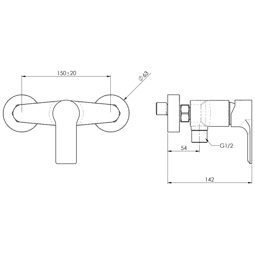 Sapho - Змішувач для душу PAX матовий чорний