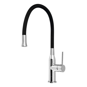 Sapho - Змішувач для раковини з гнучким виливом SILI чорний/глянцевий хром