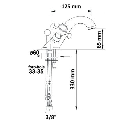 Sapho - Змішувач для умивальника ANTEA з донним клапаном, золотий