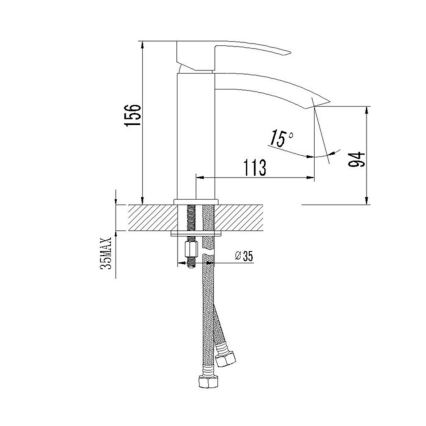Sapho - Змішувач для умивальника GINKO 15,6 см матовий чорний