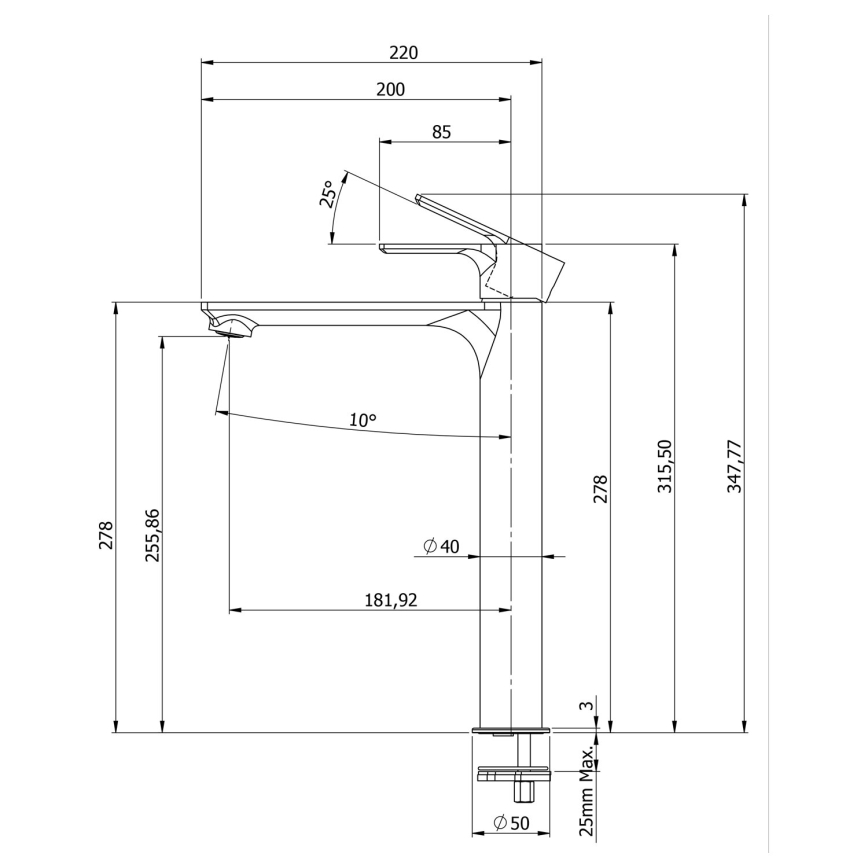 Sapho - Змішувач для умивальника PAX 31,5 см матовий чорний