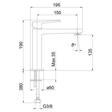 Sapho - Змішувач для умивальника TURSI 19 см матовий чорний
