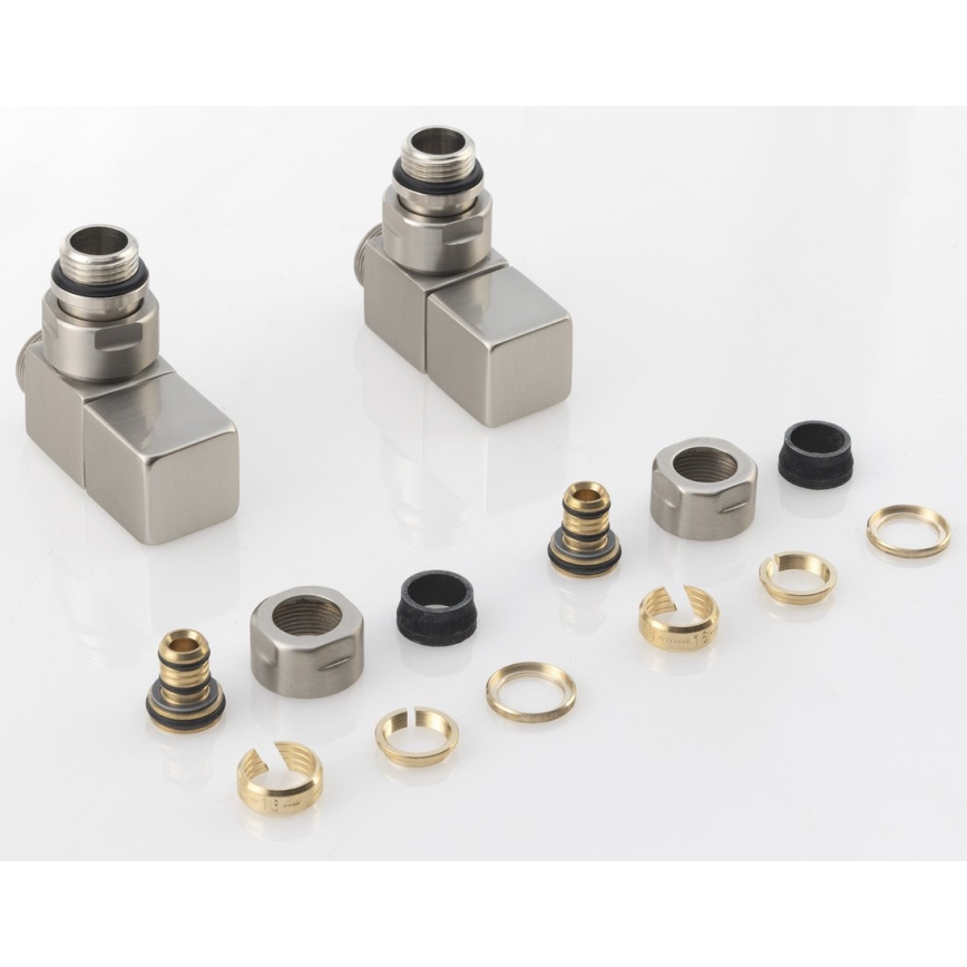 Sapho - Комплект підключення кутових вентилів CUBE, 2 шт., шліфована нержавіюча сталь