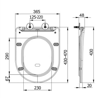 Sapho - кришка-сидіння для унітазу PACO з м'яким закриванням, чорне