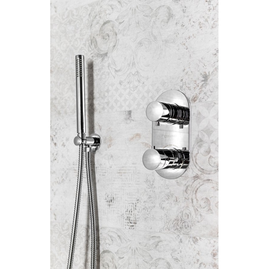 Sapho - Круглий тримач для душу з відводом фіксований/глянцевий хром