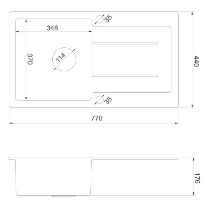 Sapho - Кухонна мийка 77x44 см граніт/чорна