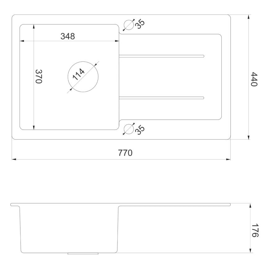 Sapho - Кухонна мийка 77x44 см граніт/чорна