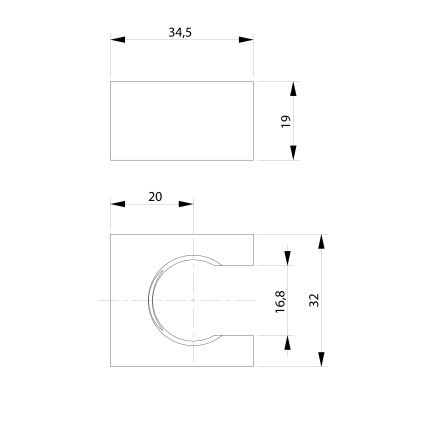 Sapho - Квадратний тримач для душу фіксований/матовий чорний