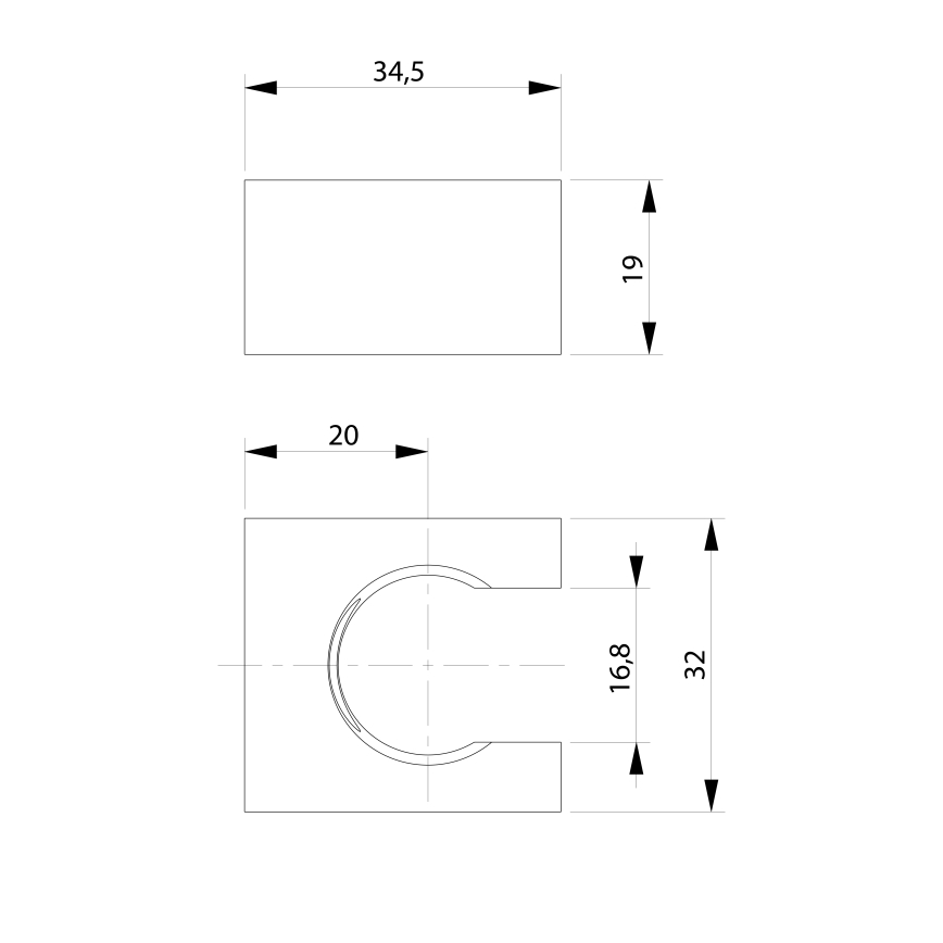 Sapho - Квадратний тримач для душу фіксований/матовий чорний