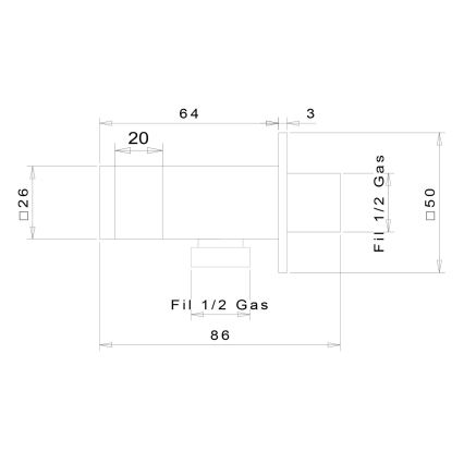 Sapho - Квадратний тримач для душу з відводом фіксований/матовий чорний