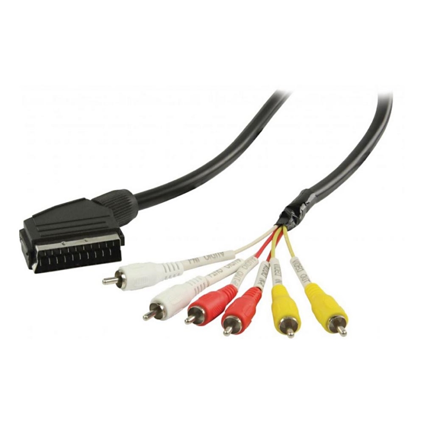 SCART кабель 6x штепсель чорний 2 м